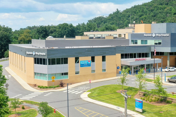 an exterior photo of baystate wing hospital in westfield